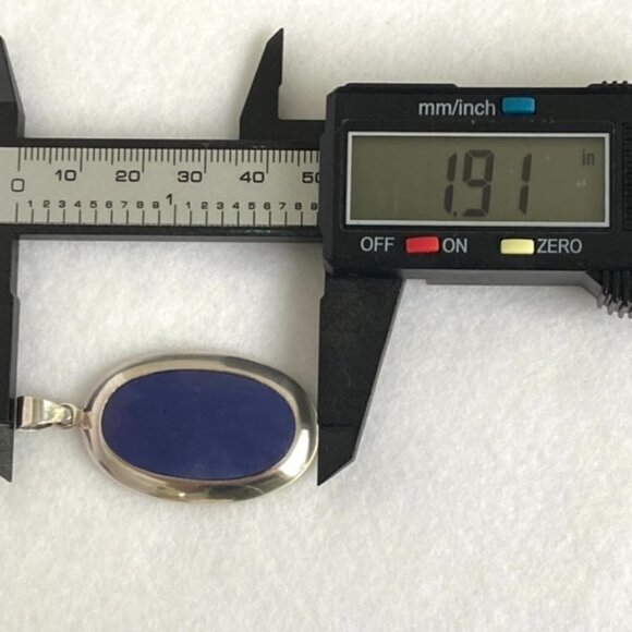 Sterling Silver 925 1.91" Oval Faux Lapis Pendant 9g Thai SX Sally C. Treasures - Picture 12 of 16